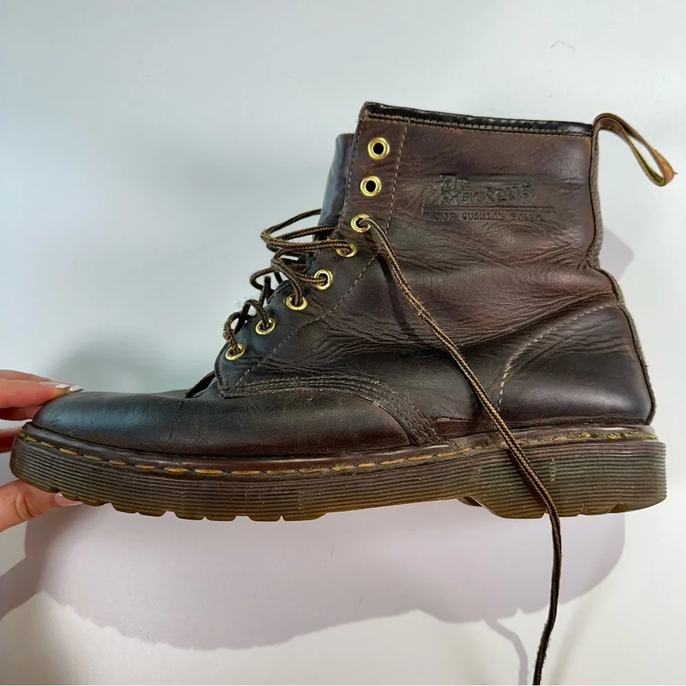 Dr. Martens Made In England Leather Combat Boots Dark Brown Size 10